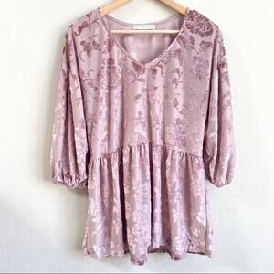 NEW Potter’s Pot Rose Velvet Babydoll Top‎